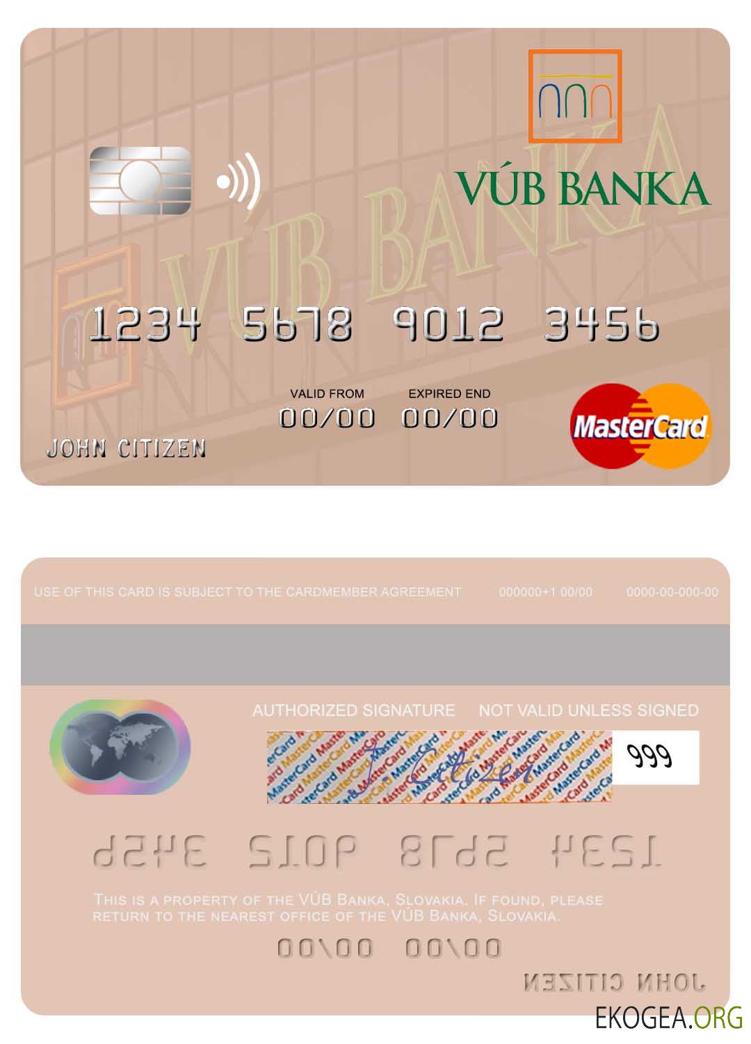 Slovaquie VÚB Banka mastercard
